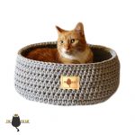 www.themisscat.pl THE MISS CAT legowisko dla kota cat bed cat basket dog bed dog basket COTTON DREAMER light grey z logiem
