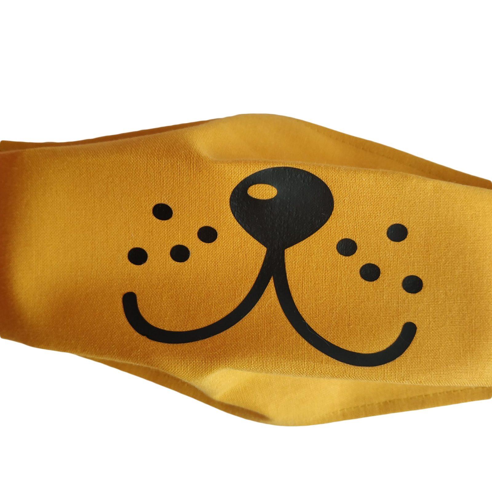 maseczka wielorazowa bawełniana musztardowa pies (2)