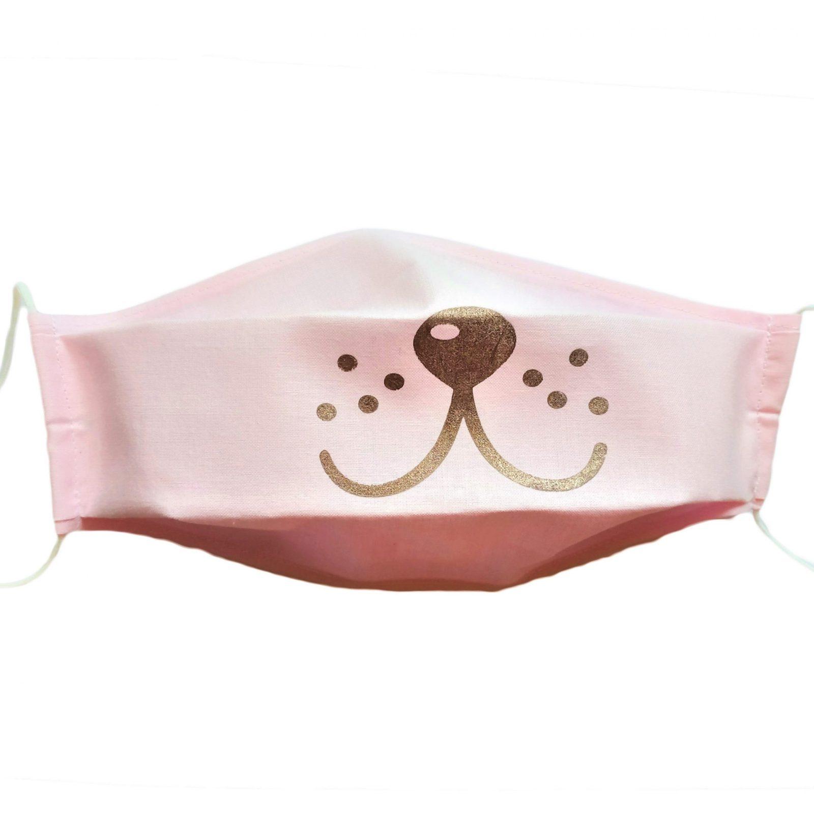 maseczka wielorazowa bawełniana różowa pies (1)