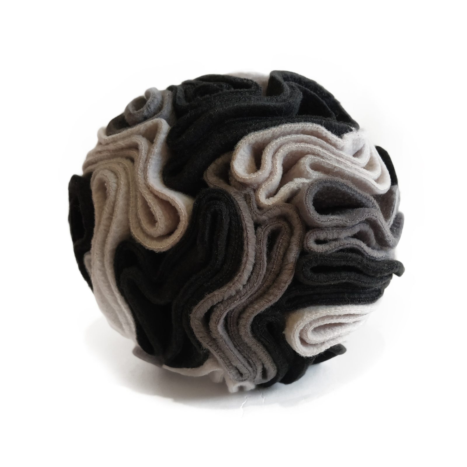 kula węchowa 17 cm dla psa i kota, zabawka węchowa pianka szary - śmietanka - pudrowy róż (2)