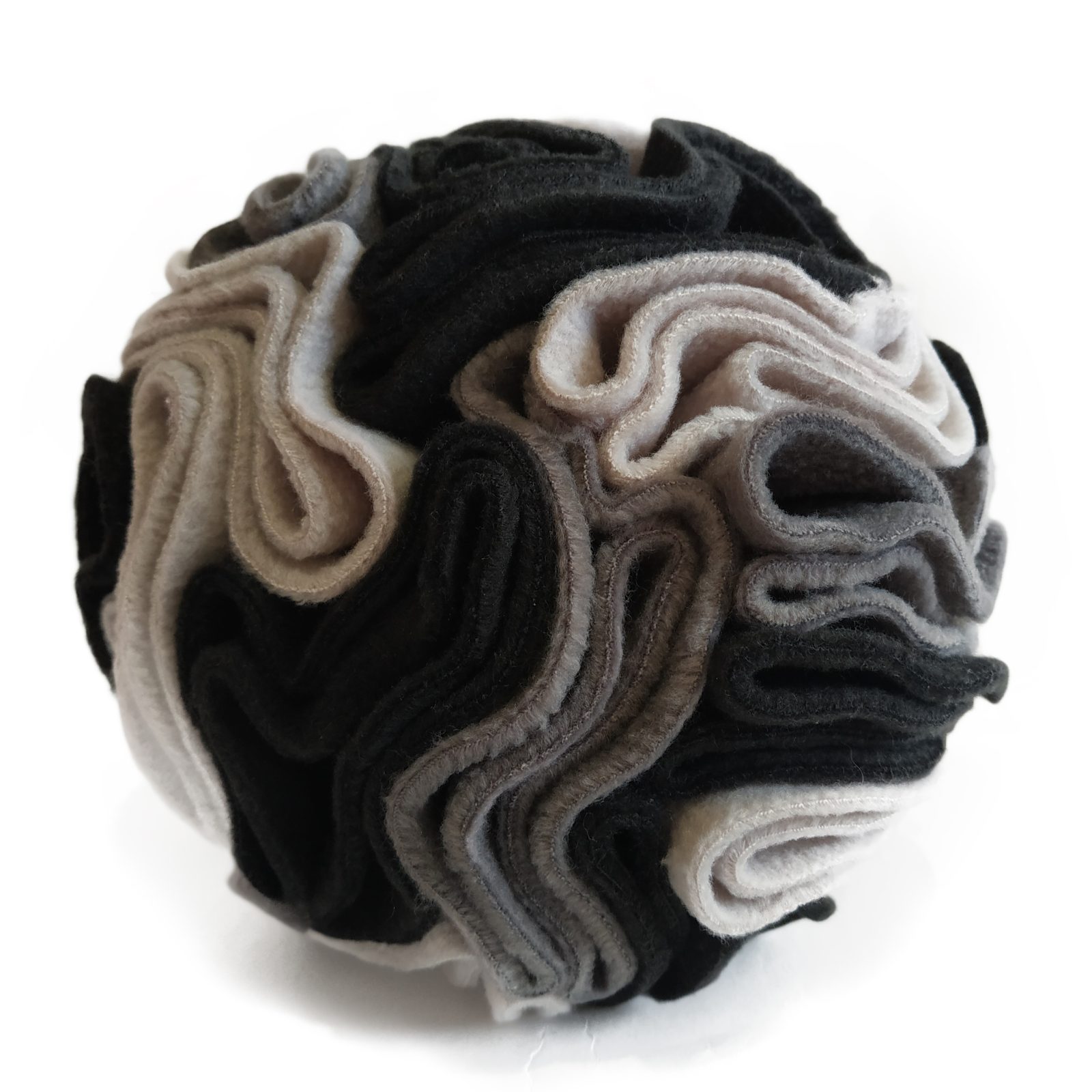 kula węchowa 17 cm dla psa i kota, zabawka węchowa pianka szary - śmietanka - pudrowy róż (3)