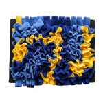 Szyta mata węchowa dla kota i psa LAZUROWE WYBRZEŻE SNIFF & EAT w odcieniach żółci, niebieskiego i kobaltu.